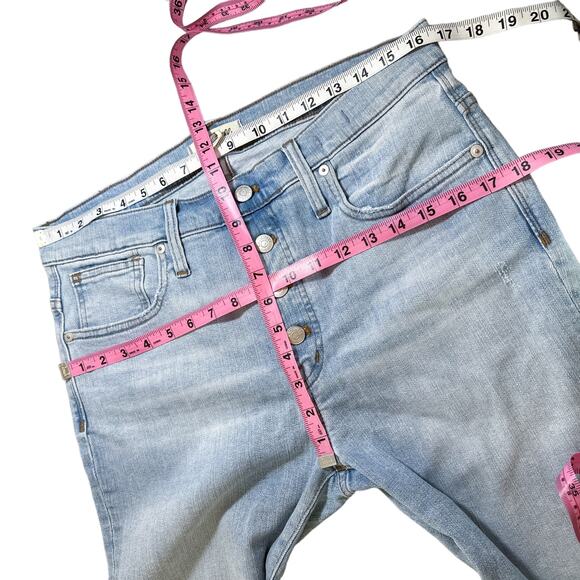 Madewell High Rise Skinny Button Fly Distressed Ankle Crop Jean Light Blue 31 - Picture 12 of 13